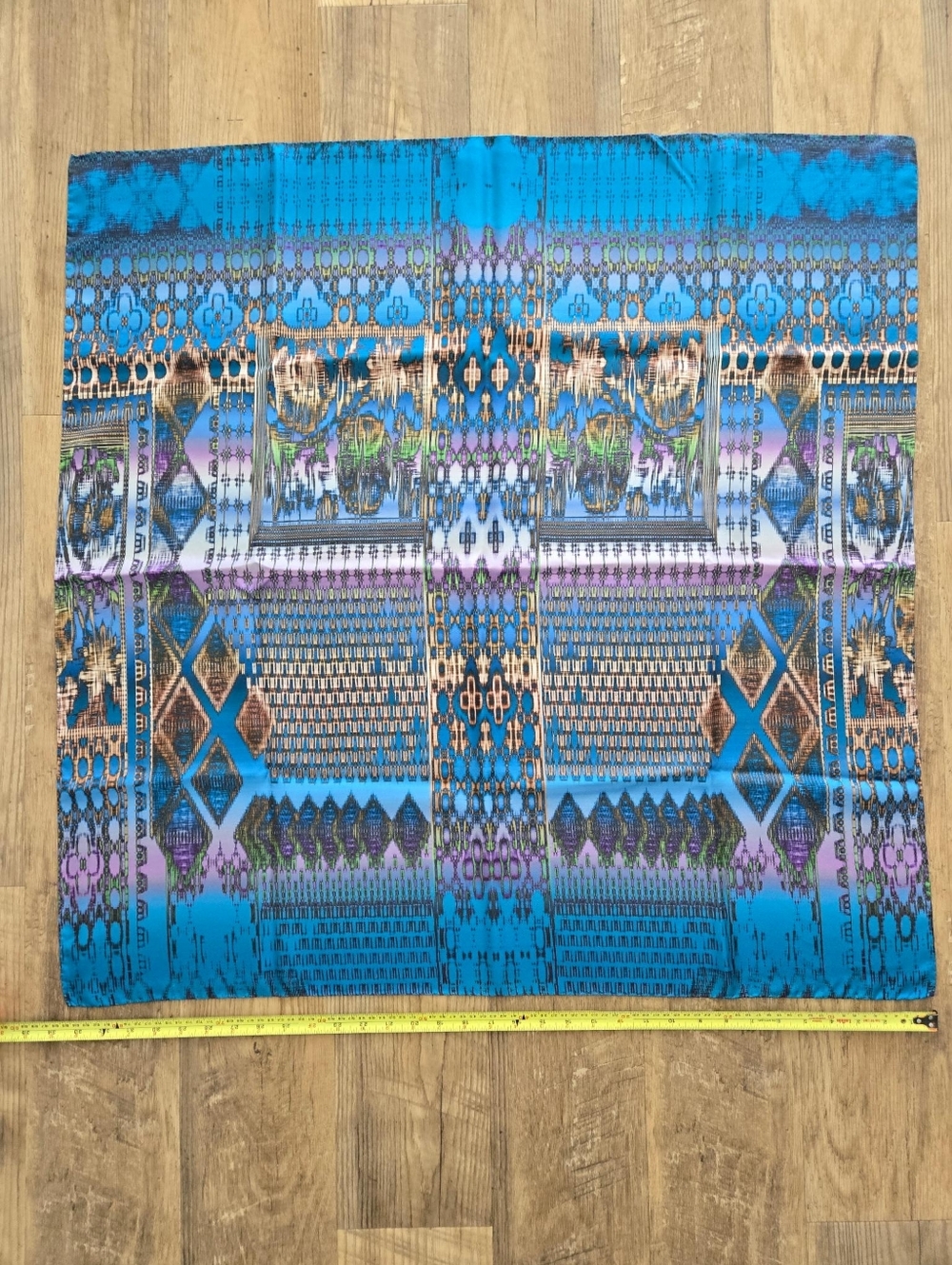 Vibrant Geometric Blue Print Square Scarf